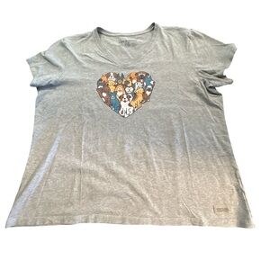 Life is Good Gray Tee with Heart of Dogs Graphic